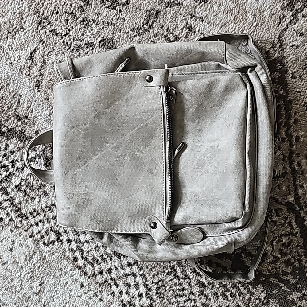 Multi compartment backpack purse, green brown, by Ryan Marie